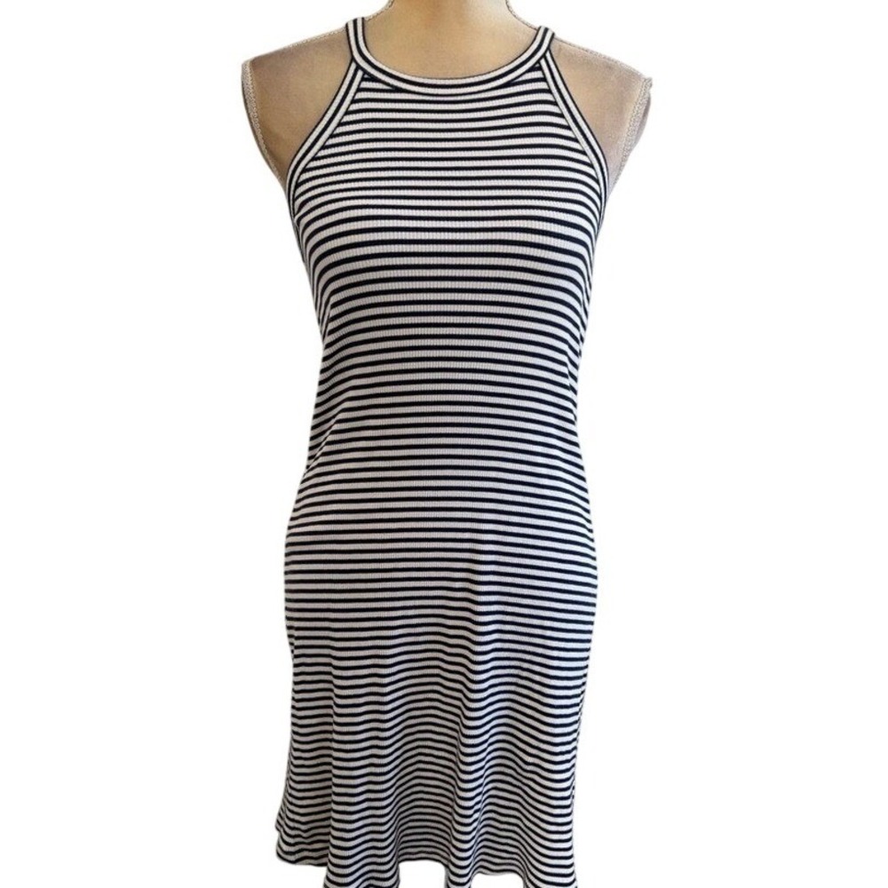 Madewell Womens XXS Navy Blue White Striped Ribbed‎ Knit Racerback Mini Dress
